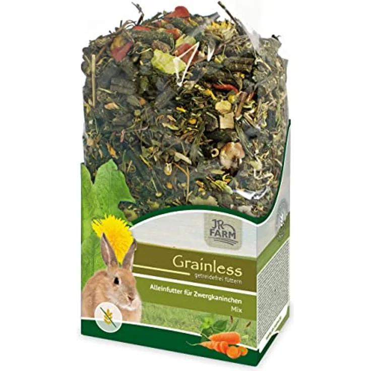 JR Farm Grainless Mix Zwergkaninchen, 650 g, getreidefreies Futter mit hohem Rohfaseranteil und vitalisierenden Kräutern