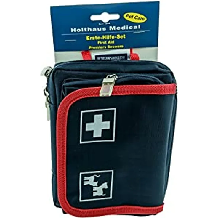 Holthaus Medical Pet Care Erste-Hilfe-Set für Tiere mit 28 Füllteilen, Verbandtasche aus wasserabweisendem Nylon, leicht und tragbar