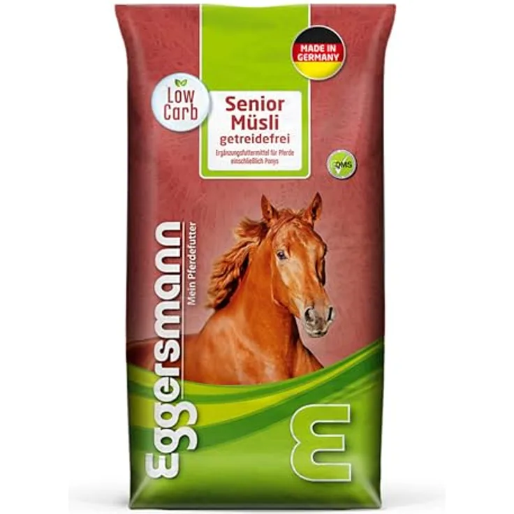 Eggersmann Pferdemüsli Senior getreidefrei, 15kg, energiereiches Futter für stoffwechselkranke Pferde mit Omega-3 und reduzierten Zuckergehalt
