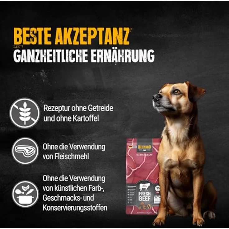 BELCANDO MASTERCRAFT Hundefutter trocken Fresh Beef, 2,2kg, 80% frisches Rindfleisch, getreidefrei, für alle Rassen, Made in Germany – Bild 5