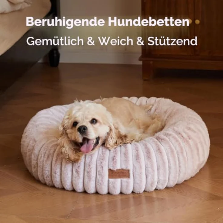 FUKUMARU Hundebett, orthopädisches Katzenbett mit waschbarem Bezug, modernes Design mit Farbverlauf, 64 x 64 x 18 cm, Rosa – Bild 2