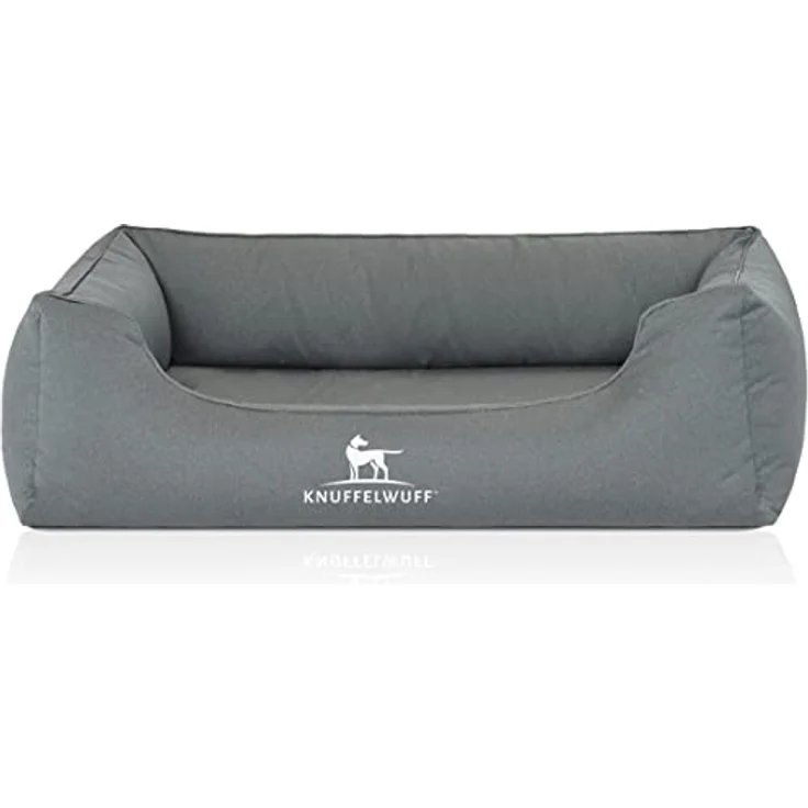 Knuffelwuff Hundebett Leon, orthopädisches wasserabweisendes Veloursbett, 70 x 50 cm, Petrol, abnehmbarer Bezug, waschbar, ideal für große, mittelgroße und kleine Hunde – Bild 2