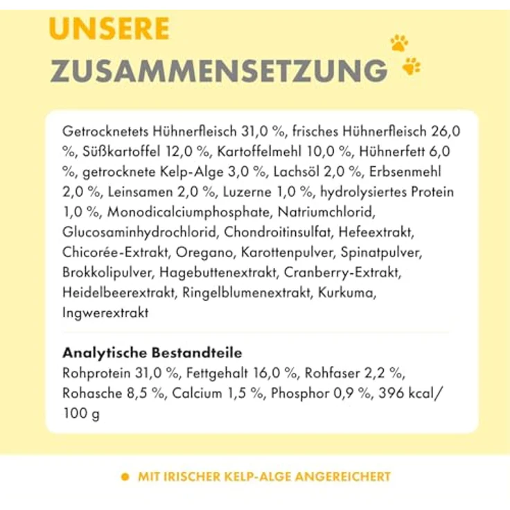 Irish Pure Puppy Trockenfutter, 12kg Welpenfutter mit Freiland-Huhn, Kelp-Alge & Gemüse, hoher Fleischanteil, getreidefrei, sensitiv, für alle Rassen – Bild 4
