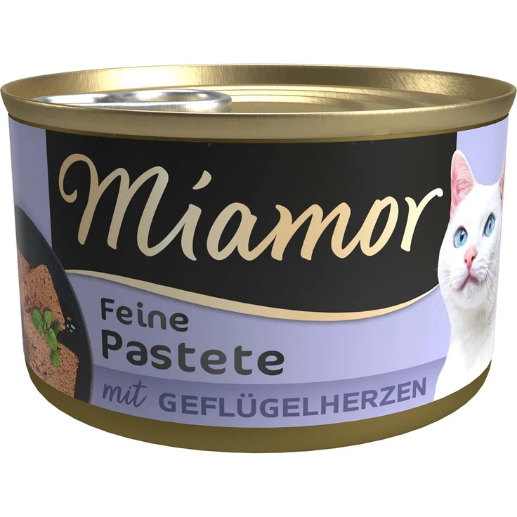 Miamor Pastete Geflügelherzen, Katzen-Nassfutter mit wichtigen Vitaminen, 24 x 85 g