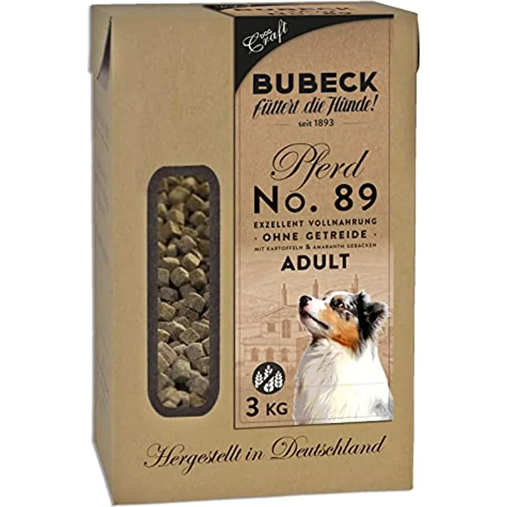 Bubeck Trockenfutter getreidefrei, mit Pferdefleisch, Vollnahrung zuckerfrei, 3kg, hypoallergen