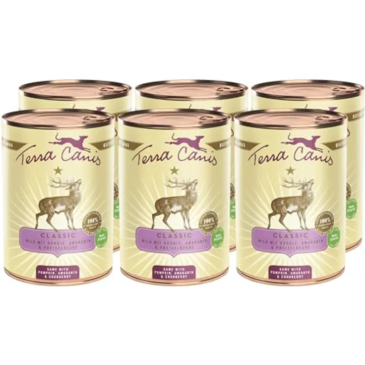 Terra Canis Wild, Kürbis & Preiselbeere - Classic Nassfutter, 6x400g I 100% Lebensmittelqualität, allergen- & getreidearm, glutenfrei