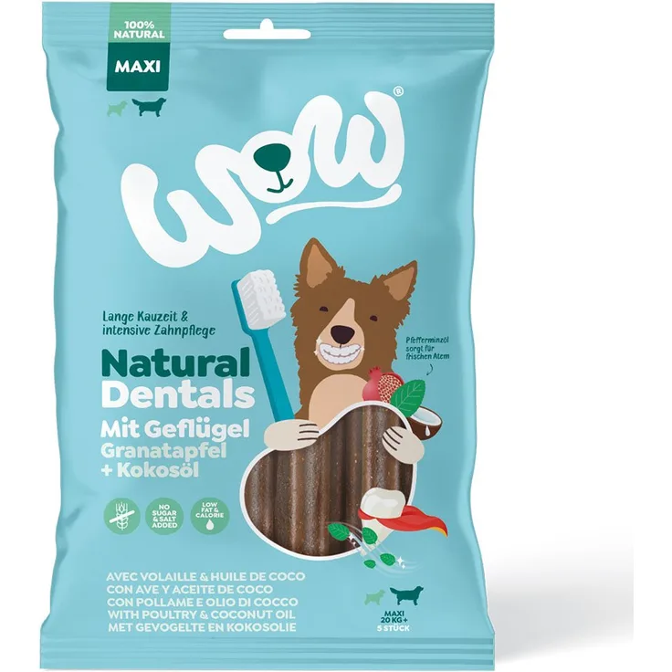 WOW! Dog Natural Dentals Geflügel MAXI Zahnpflegesnacks für große Hunde, 275g