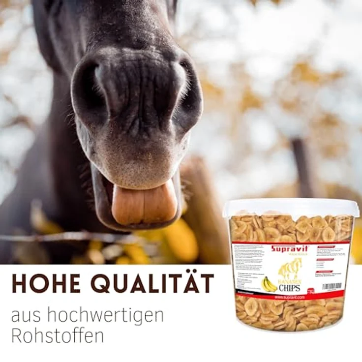 Supravit Bananenchips für Pferde, 2kg Eimer, knusprige Bananenscheiben aus 100% echten Bananen, gesundes Ergänzungsfutter, ideales Pferdeleckerli – Bild 4