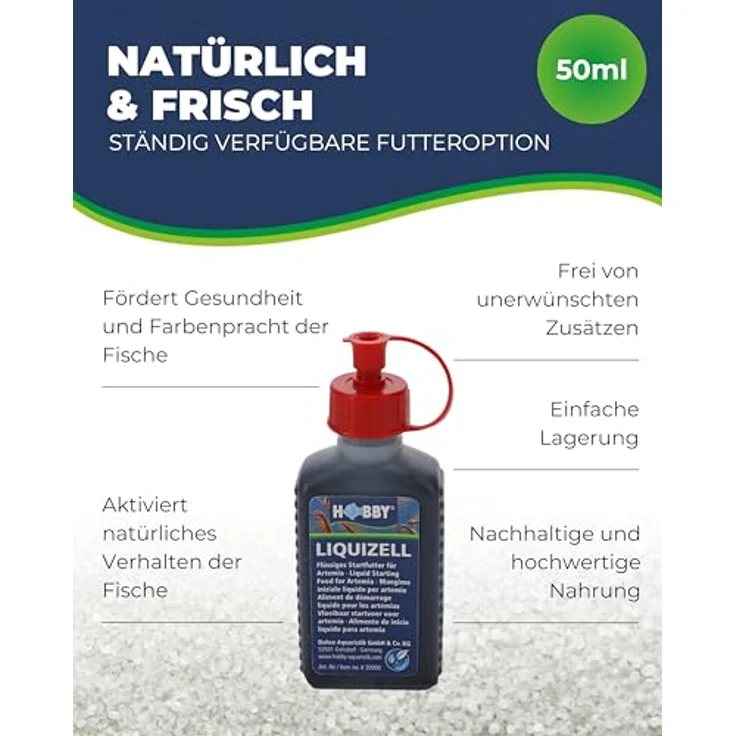 HOBBY Aquaristik Liquizell I 50 ml, flüssiges Aufzuchtfutter für Artemia Nauplien ab dem 3. Lebenstag mit feinstem Phytoplankton – Bild 4