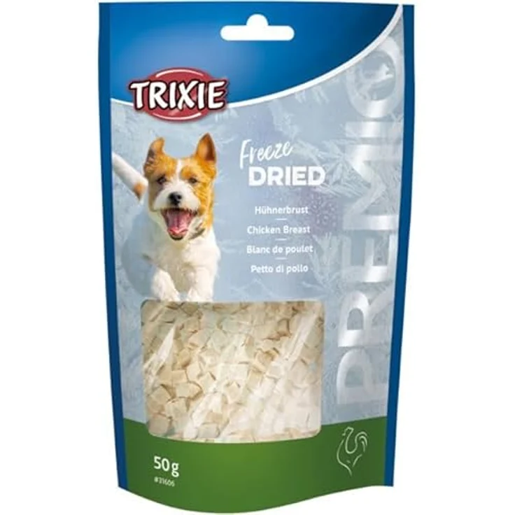 Trixie Freeze Dried Hühnerbrust 3er Pack, 3 x 50 g, Ergänzungsfuttermittel für Hunde, 99% Fleischgehalt, Monoprotein, geeignet bei Futtermittelallergien – Bild 5