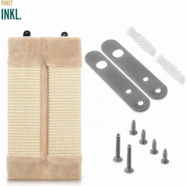 Haushalt International Kratzbrett Katzenkratzbrett Natursisal mit Plüsch, beige, 50 x 23 x 2/3 cm – Bild 3