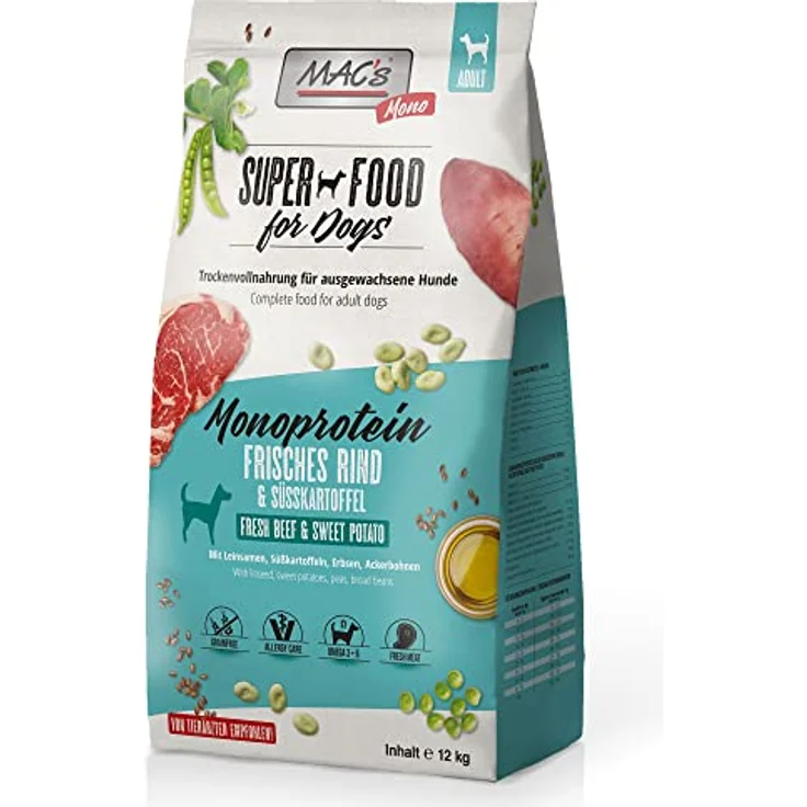 MAC's Dog Mono Adult Rind, getreidefreies Hundefutter für alle Rassen, 12 kg – Bild 1