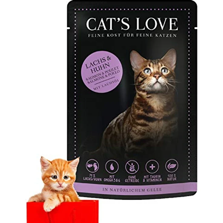Cat's Love Nassfutter Lachs und Huhn, 12x85g mit Petersilie und Lachsöl, Proteinreiche Mischung – Bild 2