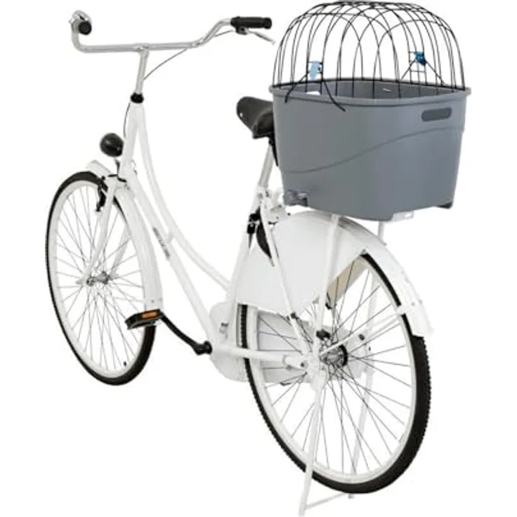 TRIXIE Fahrradkorb für Gepäckträger 13115, Kunststoff/Metall, pulverbeschichtet, 36 x 47 x 46 cm, Gitter mit Schnellfixierung und Klapperschutz, rutschfeste Liegematte