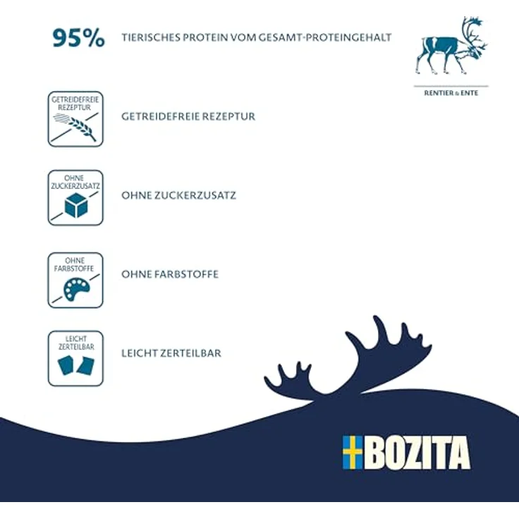 Bozita Meaty Bites Hundesnack, 95% Rentier & Ente, 70 g, getreidefrei, ohne Huhn & Glyzerin, ideale Trainingsleckerlis für Hunde – Bild 3