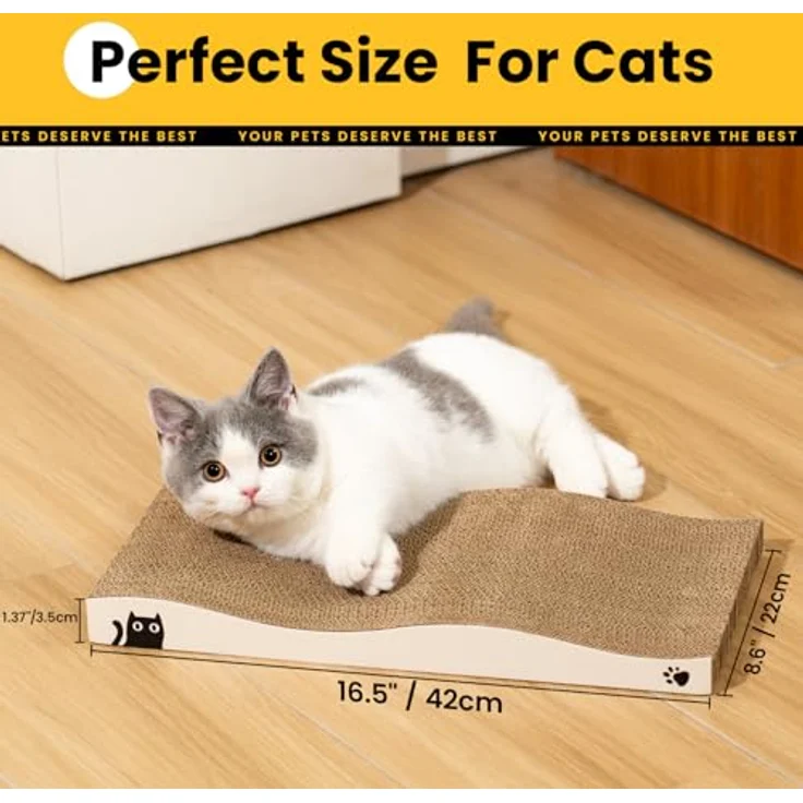 Coching Conlun Katzen Kratzbrett, umkehrbare Kratzmatte mit Premium-Kratztextur, 2er Set aus langlebiger, recycelbarer Kratzpappe mit Katzenminze – Bild 2