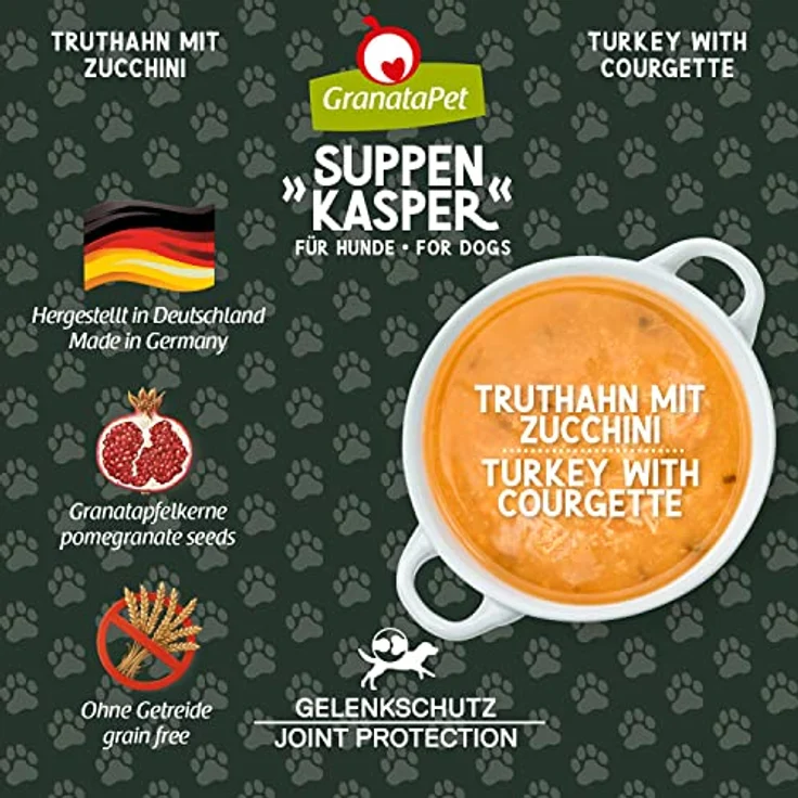 GranataPet Suppenkasper Truthahn mit Zucchini, Hundefutter ohne Getreide, Snack mit Grünlippmuschel & Mineralien, 6x140 g – Bild 3