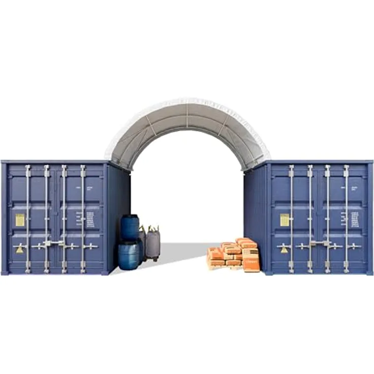 TOOLPORT Container Überdachung Contop 4x3m, PVC Plane 2300N, weiß, robuste Stahlkonstruktion, wasserdicht und UV-beständig, ideal für Lager und Unterstände