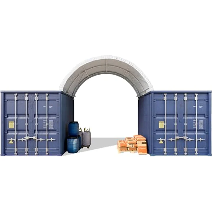 TOOLPORT Container Überdachung Contop 4x3m, PVC Plane 2300N, weiß, robuste Stahlkonstruktion, wasserdicht und UV-beständig, ideal für Lager und Unterstände – Bild 1