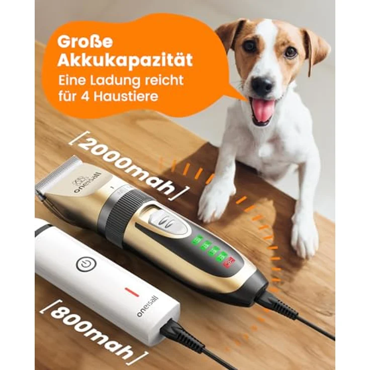 oneisall Hunde-Haarschneidemaschine 3-in-1-Set, geräuscharm und schnurlos, mit LCD-Display, inkl. Pfotentrimmer und 6 Führungsschienen – Bild 5