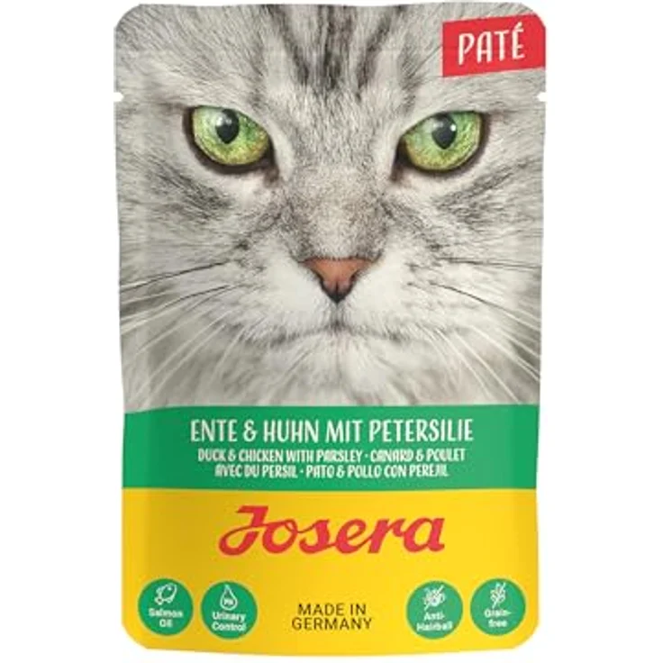 JOSERA Paté Ente & Huhn mit Petersilie, Premium Nassfutter für Katzen, getreidefrei, mit Lachsöl, 16 x 85 g im Frischebeutel – Bild 2