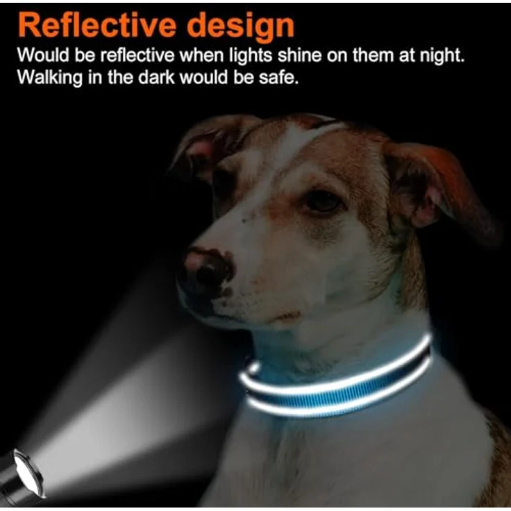 Joytale Gepolstertes Hundehalsband Breit, Verstellbar aus Neopren Nylon, Weich und Reflektierend, für Große Hunde, Größe L, Blau – Bild 5