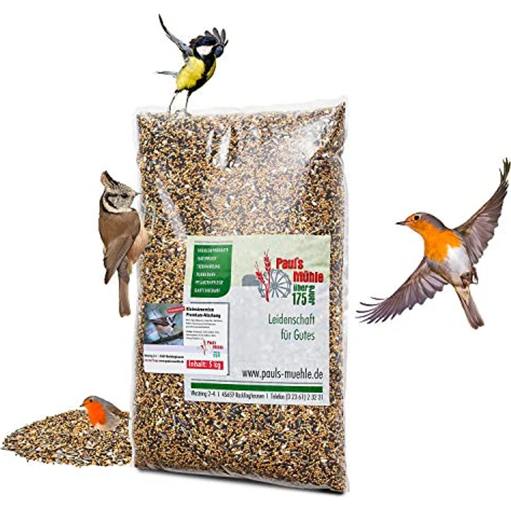 Paul´s Mühle Kleinsämereien-Mischung für Wildvögel & Taubenfutter, 5 kg energiereiches Ganzjahresfutter mit natürlicher Saatenvielfalt – Bild 4