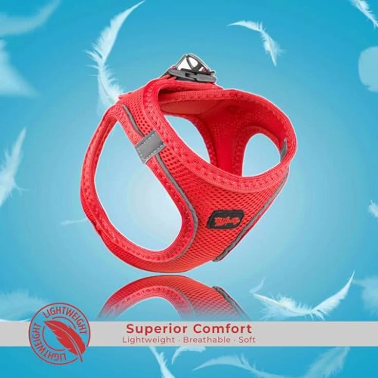 Tailpetz Air-Mesh Brustgeschirr für kleine und mittelgroße Katzen und Hunde – Weich, Atmungsaktiv, Strapazierfähig, Leuchtendrot, XL (Brustumfang 66–70cm) – Bild 4