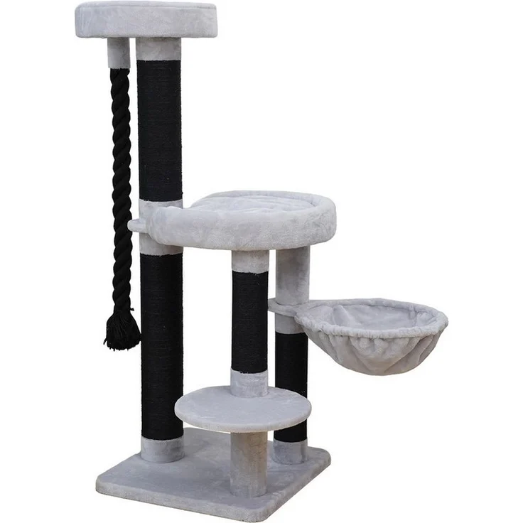 EBI Kratzbaum Nairobi, Plüsch mit Kletterseil und Hängematte, Grau/Schwarz, 154 cm – Bild 1