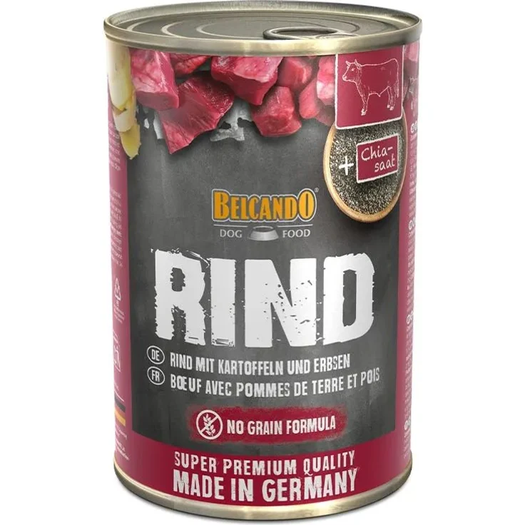 Belcando Rind mit Kartoffel und Erbsen, Hunde-Nassfutter ohne künstliche Zusätze, 12x 400 g