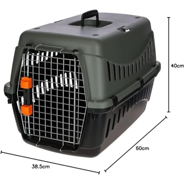 Kerbl Tiertransportbox Transportbox Eco 60 cm x 40 cm x 38,5 cm 5 kg - 15 kg 80561, aus recyceltem Kunststoff, IATA-konform, Metalltüre, blau – Bild 4