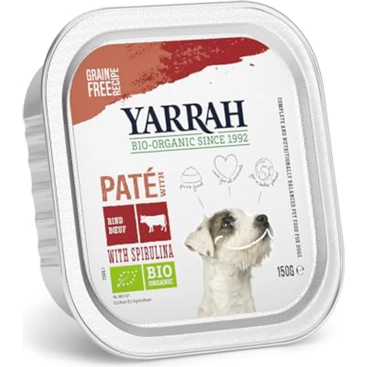 Yarrah Bio Adult Dog Food mit Rind und Spirulina, 150g, 100% Bio Nassfutter für erwachsene Hunde – Bild 2