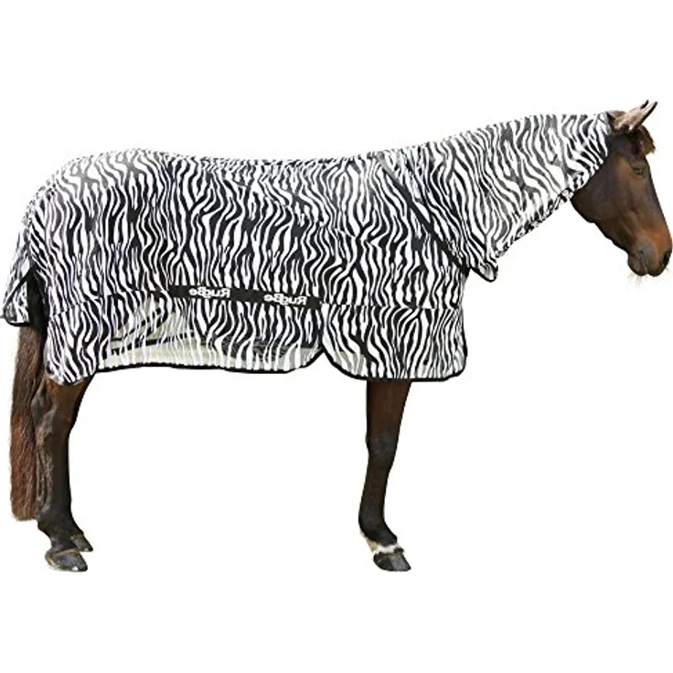 KERBL RugBe Zebra Fliegendecke, Ekzemerdecke mit Halsteil und Bauchlatz, 155 cm, optimaler Insektenschutz – Bild 1