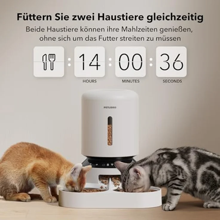 PETLIBRO 5L Futterautomat für Katzen, App-gesteuert mit 5G WLAN, für 2 Katzen, Sprachnachricht-Funktion, verstellbarer Futterteiler – Bild 2