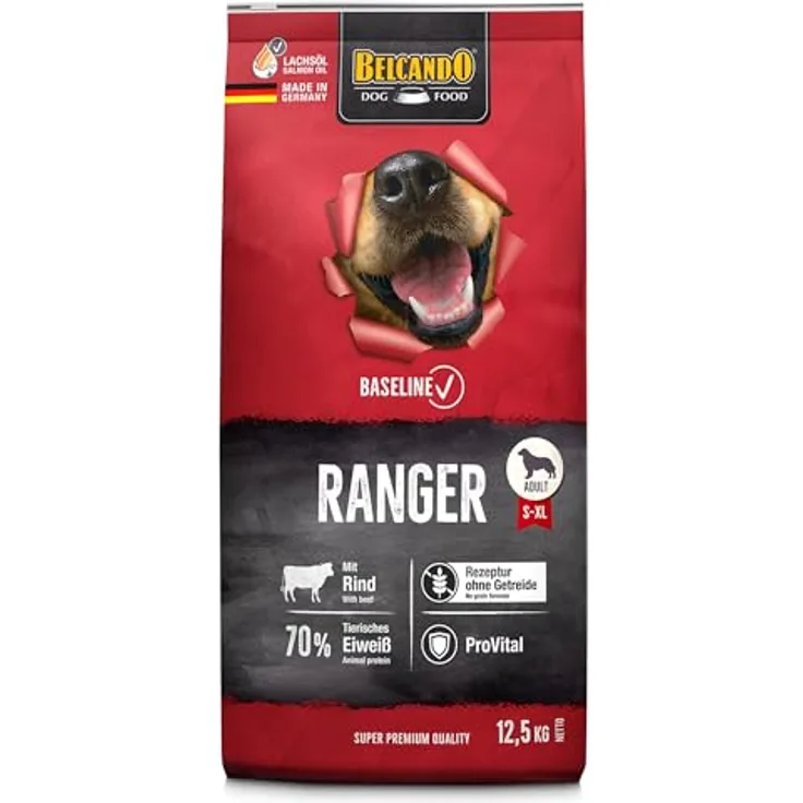 Belcando Baseline Ranger, Hunde-Trockenfutter 12,5kg, getreidefrei, mit 70% tierischem Eiweiß und ProVital