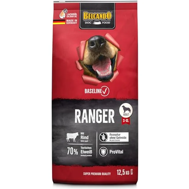 Belcando Baseline Ranger, Hunde-Trockenfutter 12,5kg, getreidefrei, mit 70% tierischem Eiweiß und ProVital – Bild 1