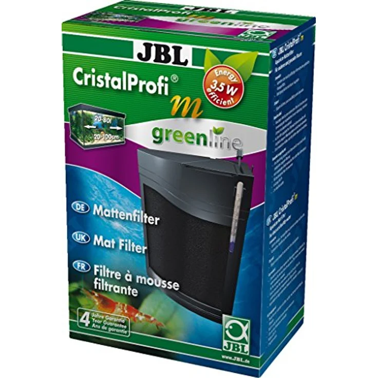 JBL CristalProfi m greenline 6096000, Mattenfilter inkl. Pumpe für Aquarien von 20-80 l, einfache Montage, herausnehmbare Abdeckplatte – Bild 1