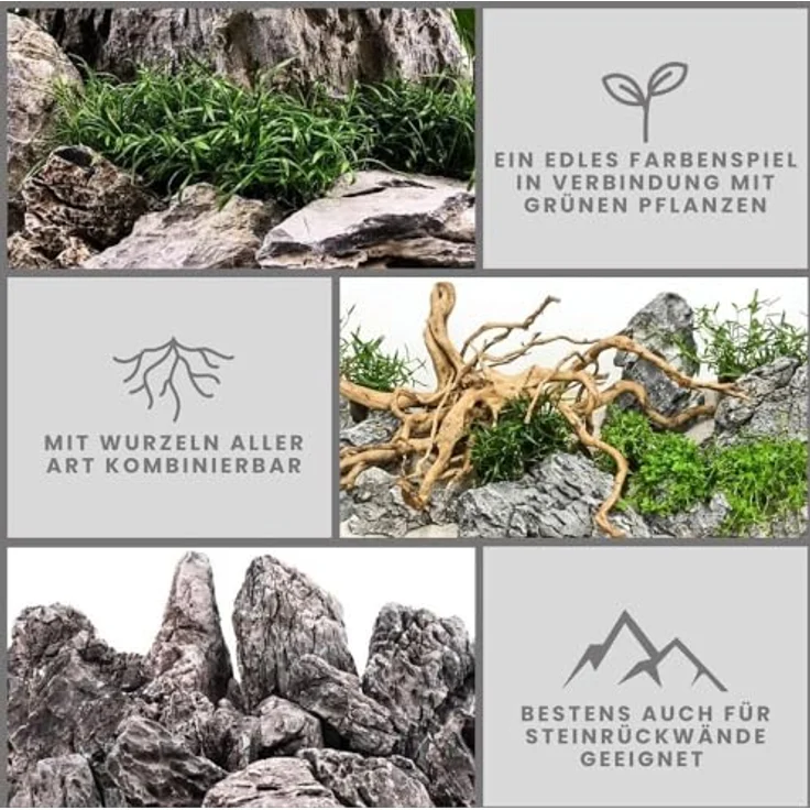 Aquaone Seiryu Steine Mini Landschaft, 5kg Mix für Aquascaping, Größe S bis L – Bild 3
