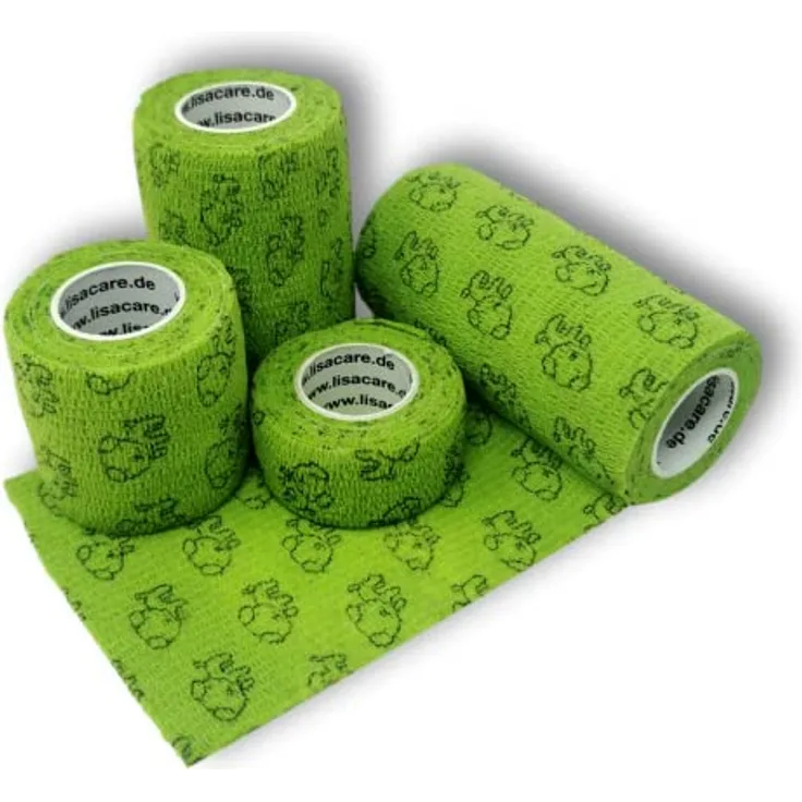 LisaCare selbstklebender Verband Hund, Haftbandage Wasser- & Schmutzabweisend, 4er-Set 2,5-10cm breit, grün