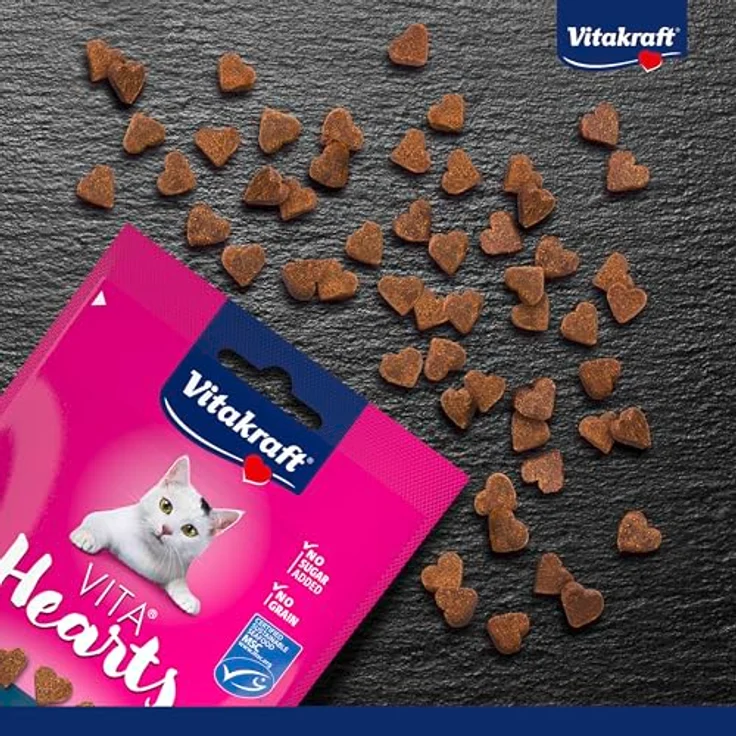 Vitakraft Vita Hearts, Skin and Coat, Softer Katzensnack mit Lachs, für gesunde Haut und glänzendes Fell, 40g – Bild 2