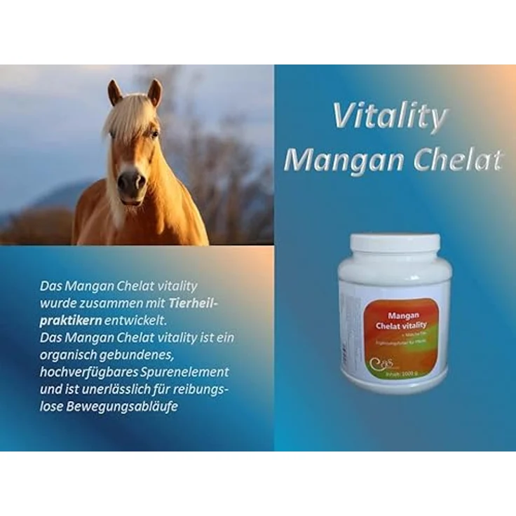 Barbara Seitz Mangan Chelat Vitality, Ergänzungsfutter für Pferde bei erhöhtem Manganbedarf, 1000 g, fördert Fettstoffwechsel und Bindegewebe – Bild 3