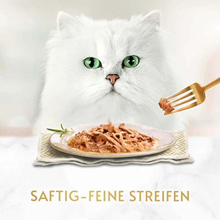 Gourmet Gold Saftig feine Streifen Katzenfutter nass, Sorten Mix mit Lachs, Rind, Huhn & Hochseefisch, 4er Pack (4 x 24 Dosen à 85g) – Bild 5