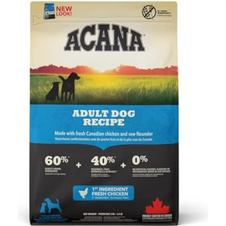 Acana Hundefutter Adluto 2 kg, reichhaltige Diät mit frischen tierischen Inhaltsstoffen, für wählerische Hunde