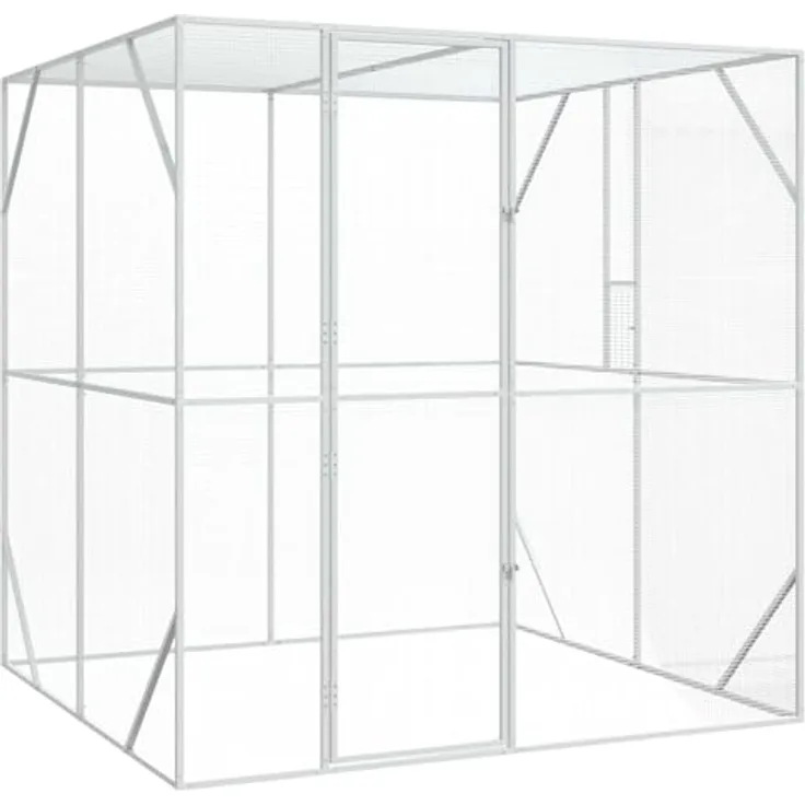 vidaXL Vogelkäfig Anthrazit, 209 x 202 x 214 cm, verzinkter Stahl, robuster Freiluft-Aviary für Garten und Terrasse
