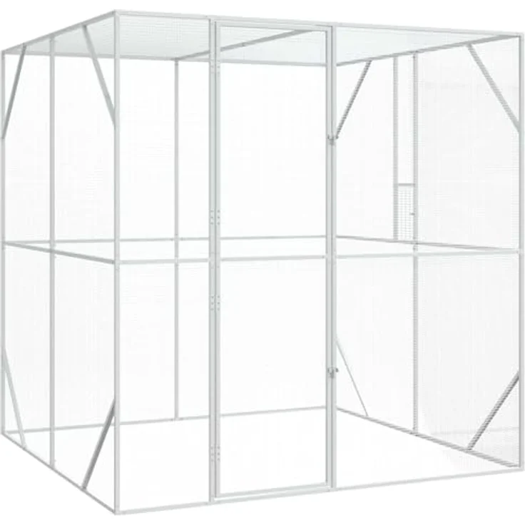 vidaXL Vogelkäfig Anthrazit, 209 x 202 x 214 cm, verzinkter Stahl, robuster Freiluft-Aviary für Garten und Terrasse – Bild 1