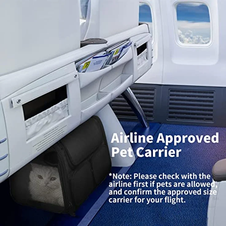 FUKUMARU Faltbare Transportbox für Katzen und Hunde, belastbar bis 22kg, schwarz, mit 4 Eingängen und waschbarem Bett – Bild 2