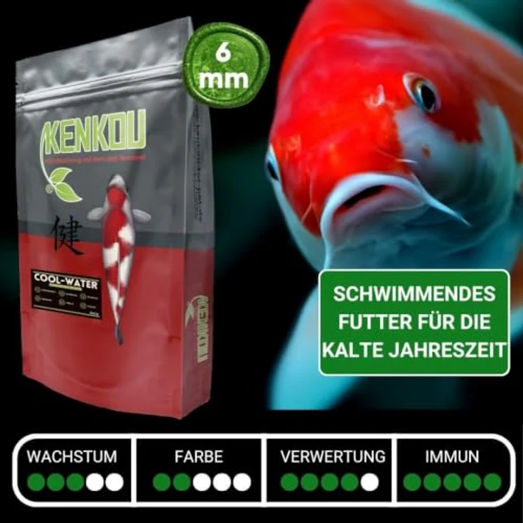 KENKOU COOL-Water 6mm, Fischfutter mit hohem Weizenkeimanteil und probiotischen Bakterien, 10 kg – Bild 5