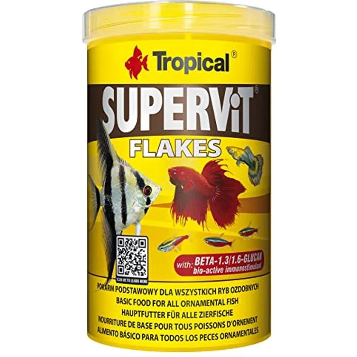 Tropical Supervit Premium Hauptfutter, Flockenfutter für alle Zierfische, mit Vitamin C und Beta Glucan, 1 l – Bild 1