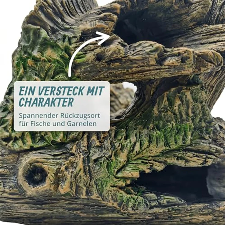 relaxdays Aquariendeko Baumstamm, detailreiche Aquarium-Dekoration aus ungiftigem Kunstharz, Braun, 17 x 20 x 10 cm – Bild 6