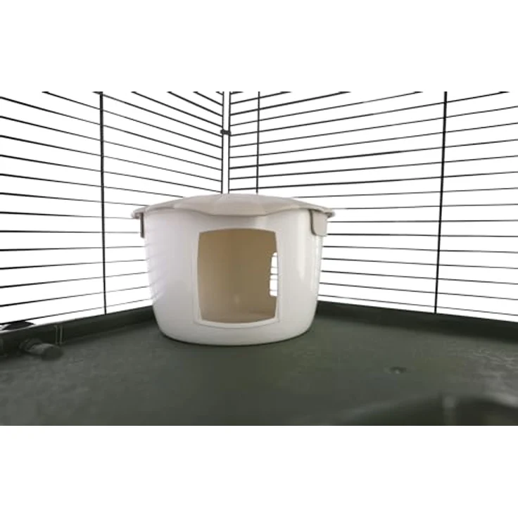 Kerbl Pet Kleintierkäfig Flat Nature, Hamsterkäfig in Taupe, dunkelgrün und schwarz, 80x45x51cm, mit Häuschen, Futternapf und 3 Etagen für Hamster, Mäuse und Ratten – Bild 5